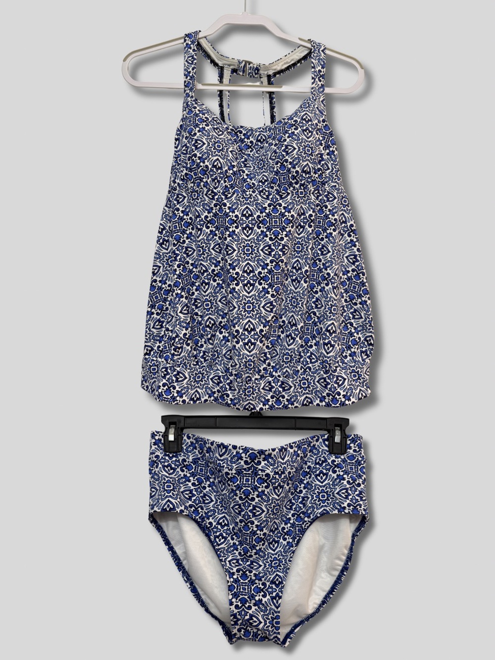 Lands' End Blue and White Printed Women’s Tankini Set